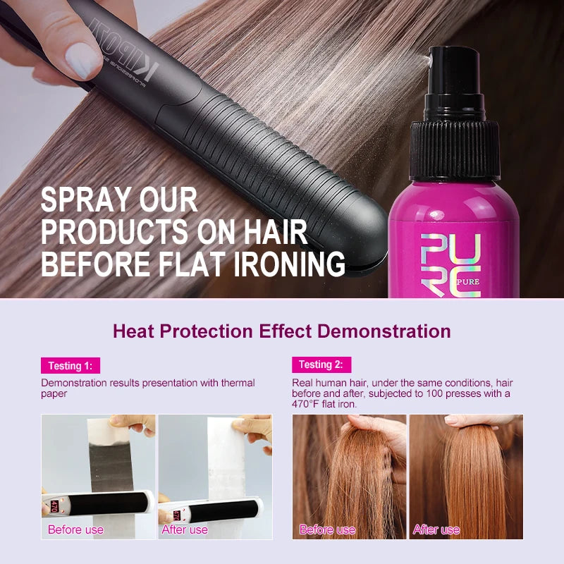 PURC Heat Protection Spray Smoothing Anti Frizz Dry Hair Scalp Treatment Hair Care Products for Women