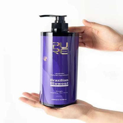 PURC Crème Lissante pour Cheveux Bouclés – Traitement à la Kératine Brésilienne Professionnel 12% à la Lavande, Soin Lissant et Nourrissant pour Salon