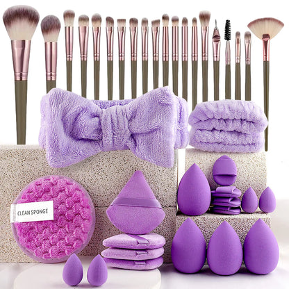 56-Piece Make up Brush Set (chocolate)- Full Face Cosmetics Kit , Eyeshadow Blending Brushes & Beauty Sponge  make up brushes