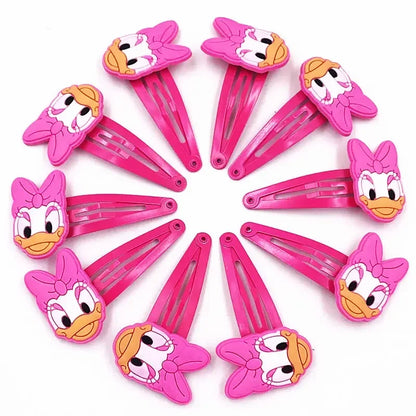 🎀 Lot de 10 pinces à cheveux Disney Mickey & Minnie 🎀 Pinces en PVC avec nœud à pois, style cartoon. Accessoires adorables pour filles — parfaits pour offrir ou compléter une tenue ! 💖