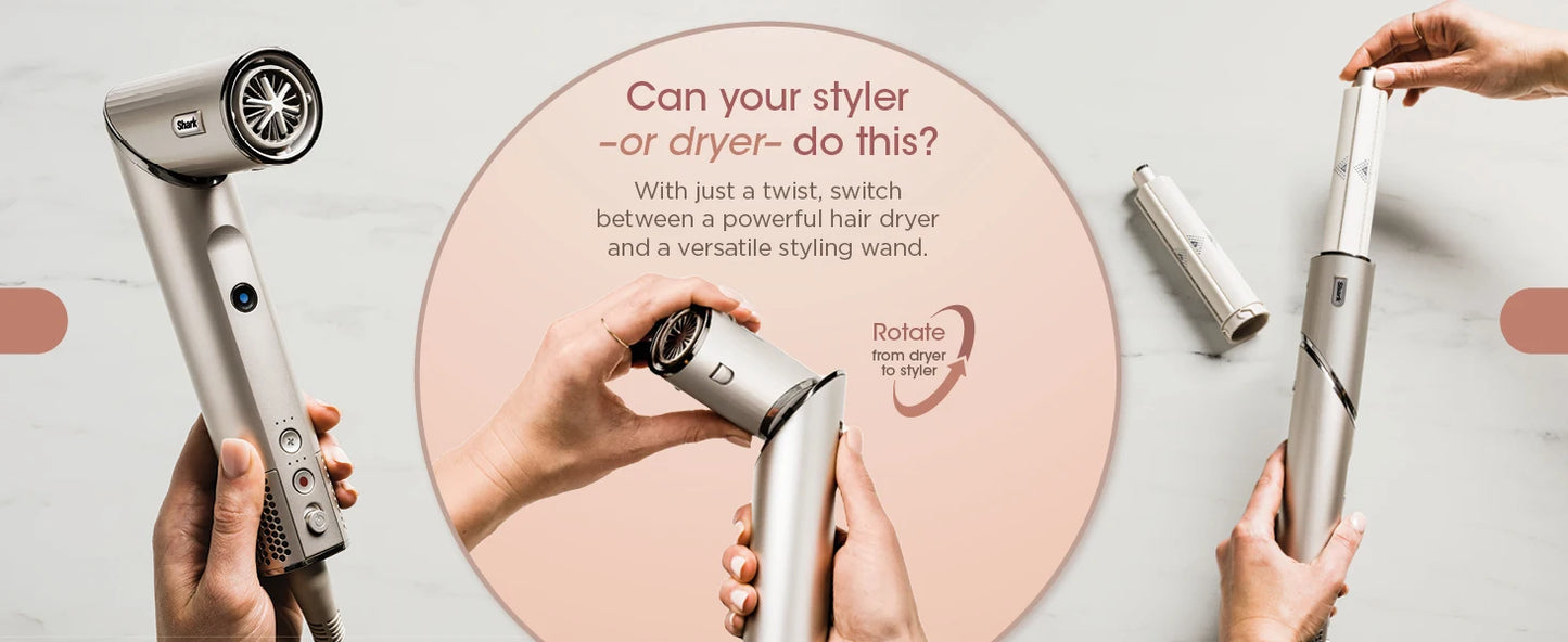 Sèche-cheveux et styler Shark FlexStyle HD430 💨✨ Système ionique négatif – brosse puissante & multi-styler avec boucleurs auto-enroulants pour un coiffage rapide et soyeux.