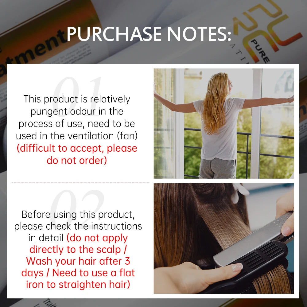 Traitement Lissant à la Kératine PURC 1000ml – Soin Professionnel Brésilien pour Cheveux Bouclés et F