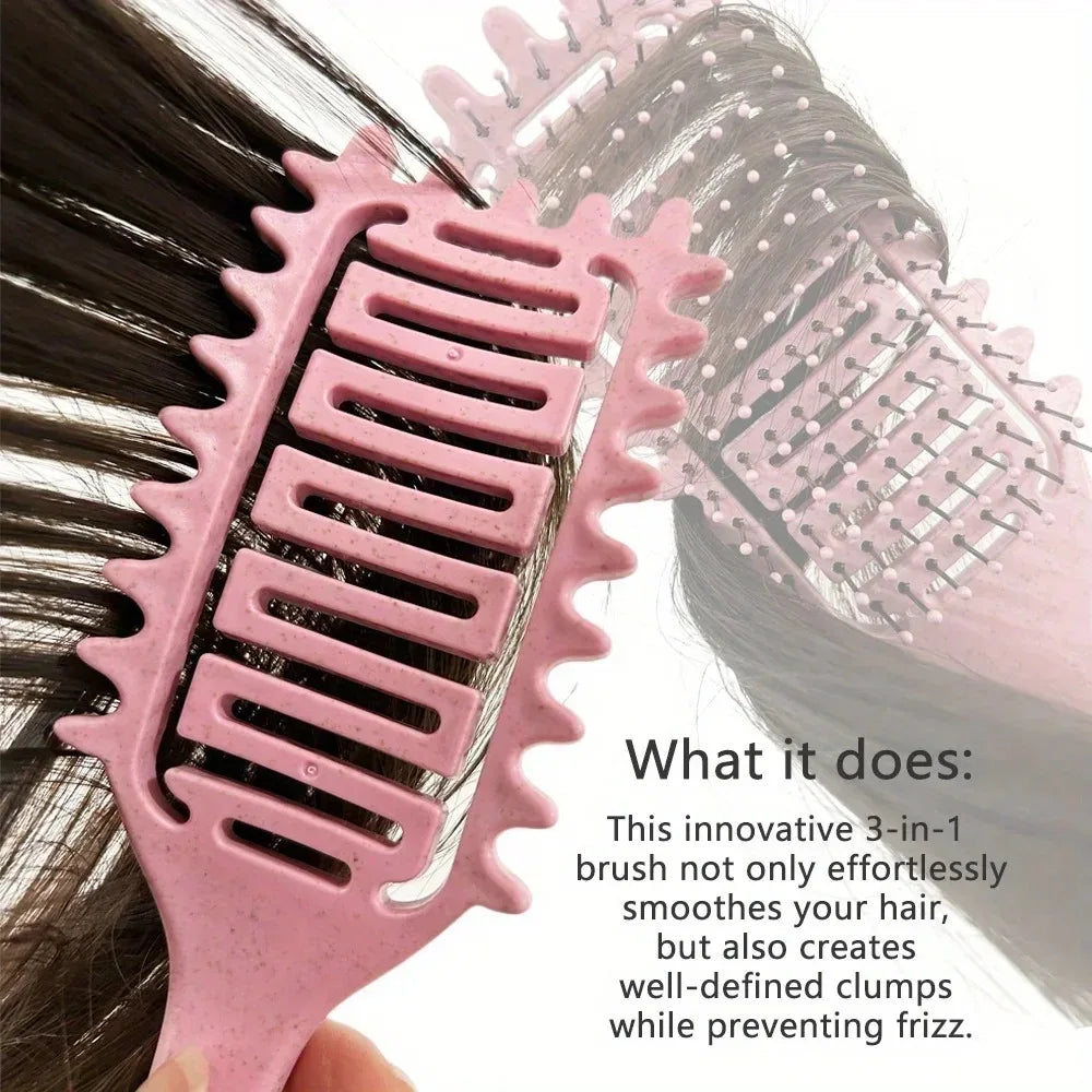 Brosse coiffante spéciale boucles – Brosse creuse à poils de sanglier pour démêler, définir et structurer les boucles. Peigne idéal pour cheveux emmêlés et outils de mise en forme des boucles.