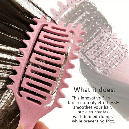 Brosse coiffante spéciale boucles – Brosse creuse à poils de sanglier pour démêler, définir et structurer les boucles. Peigne idéal pour cheveux emmêlés et outils de mise en forme des boucles.
