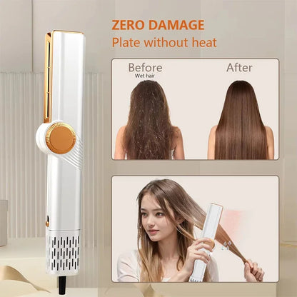 Lisseur 2 en 1 et multi styler avec sèche-cheveux 110000 rpm, brosse électrique lissante à flux d’air intuitif.