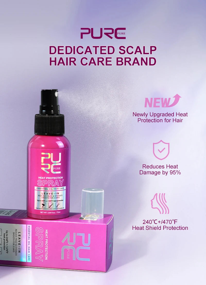 PURC Heat Protection Spray Smoothing Anti Frizz Dry Hair Scalp Treatment Hair Care Products for Women