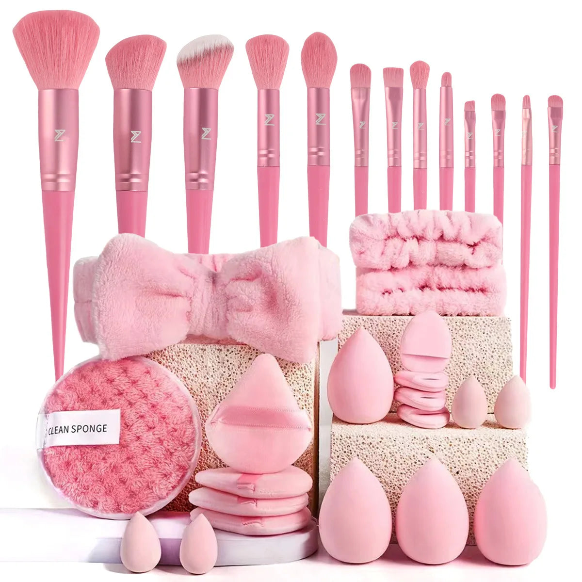 56-Piece Make up Brush Set (chocolate)- Full Face Cosmetics Kit , Eyeshadow Blending Brushes & Beauty Sponge  make up brushes