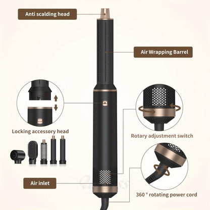 Hair Dryer Brush 5 in 1 Blow Dryer Brush Negative Ionic Hot Air Brush Electric Hair Dryer with Comb for Fast Drying Curling