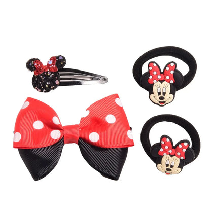 Set de 4 accessoires cheveux colorés style cartoon – Tendances mode, idéal pour la rentrée et les fêtes.