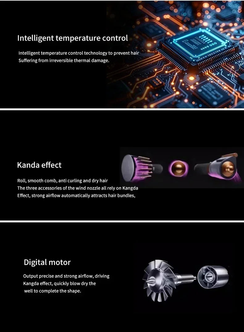 ✨ Ensemble de coiffure 6-en-1 ✨ Sèche-cheveux multifonction avec fers à boucler, lisseur et brosse soufflante — pour un résultat digne d’un salon, directement à la maison 💁‍♀️💨