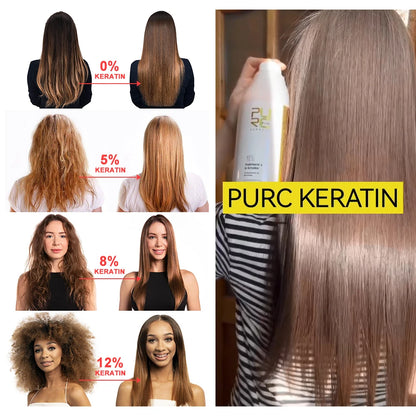 Traitement lissant à la kératine 0 % / 5 % / 8 % / 12 % pour cheveux bouclés et crépus – Soin lissant et nourrissant professionnel brésilien, produit de salon 1000 ml