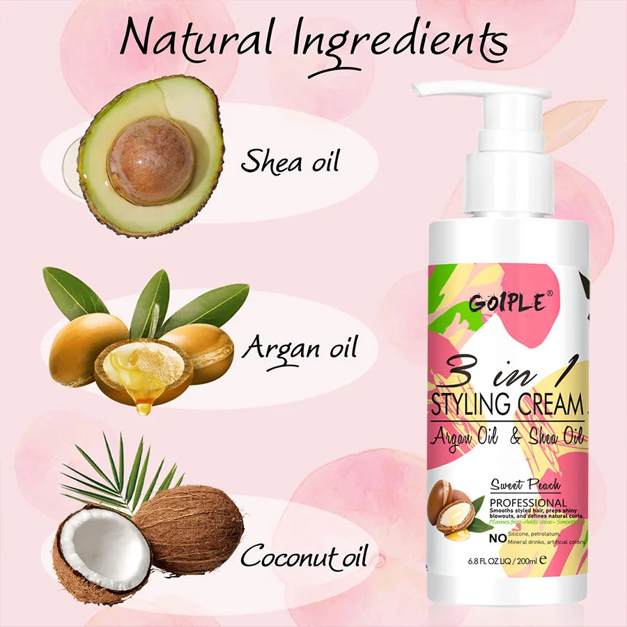 Spray Thermoprotecteur & Crème Coiffante — Protection Chaleur et UV, Soin Styling pour Cheveux Lisses et Bouclés