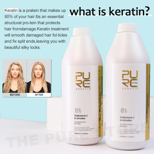 Traitement Lissant à la Kératine PURC 1000ml – Soin Professionnel Brésilien pour Cheveux Bouclés et F