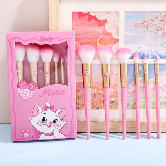 Coffret de pinceaux maquillage Mary Cat en style cartoon, adorables accessoires de maquillage créatifs pour le visage, idéal comme cadeau d’anniversaire ou de fête pour les petites filles.
