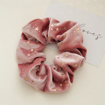 Chouchous en velours YHJ avec étoiles ✨ – Élastiques pour cheveux femme et fille, bandeaux élégants pour queue de cheval, accessoire de mode hiver.