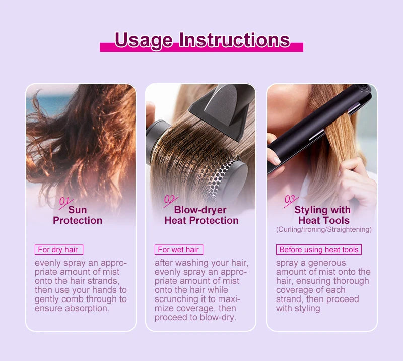 PURC Heat Protection Spray Smoothing Anti Frizz Dry Hair Scalp Treatment Hair Care Products for Women