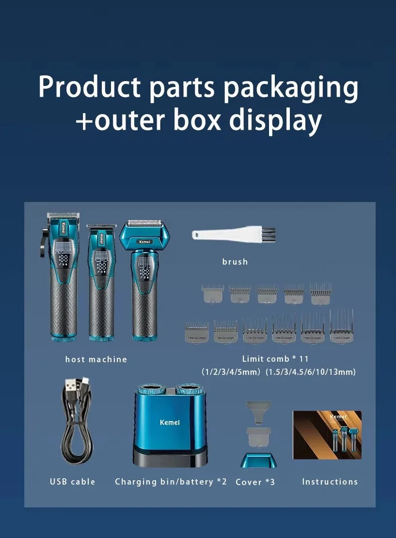 Tondeuse Kemei Professionnelle – Tondeuse rechargeable pour cheveux et barbe 0 mm, sans fil, modèle KM-8559