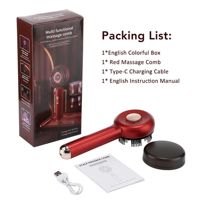 Brosse Électrique de Repousse Capillaire avec Lumière Infrarouge – Appareil de Massage du Cuir Chevelu par Acupression, Anti-Chute de Cheveux et Peigne Massant Stimulateur