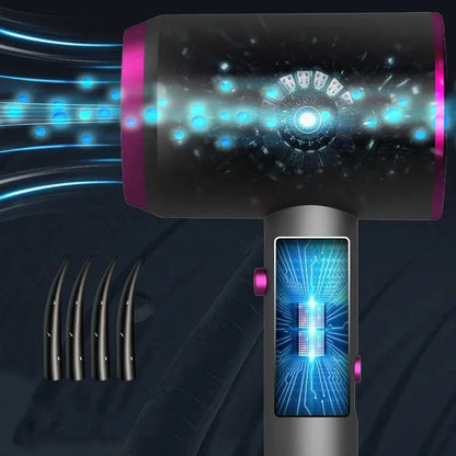 Sèche-cheveux professionnel avec technologie ionique et protection thermique, idéal pour la maison, l’hôtel et les voyages — utilisation domestique et hôtelière.