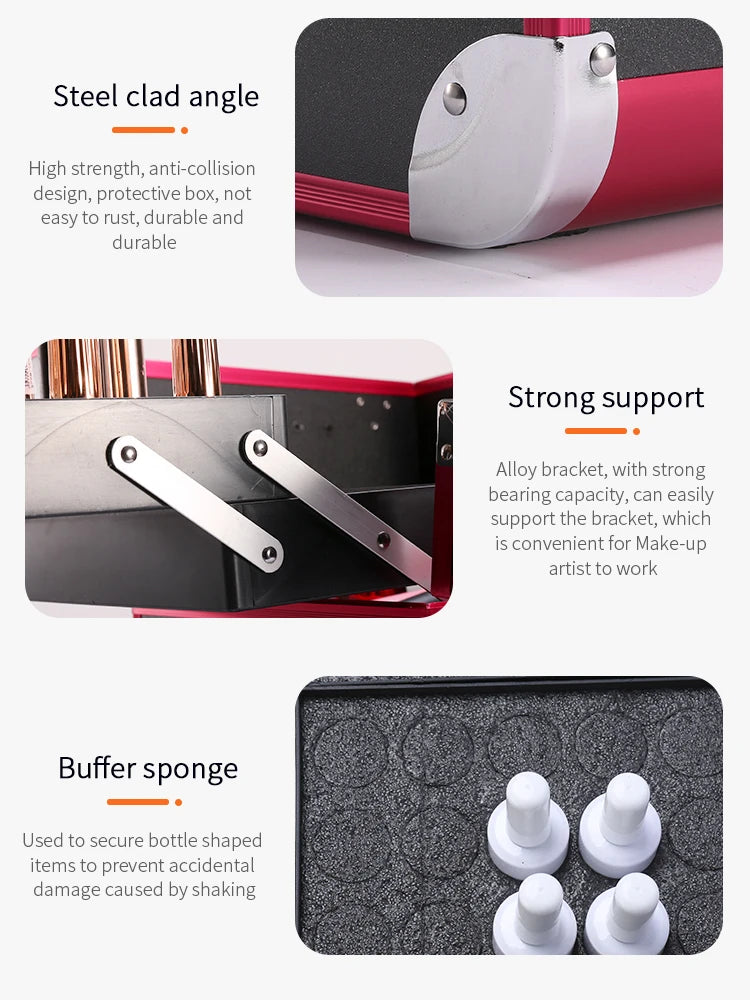 Malette de maquillage en alliage d’aluminium, idéale pour ranger les outils de pédicure. Boîte cosmétique portable avec poignée, parfaite pour organiser et transporter votre maquillage.