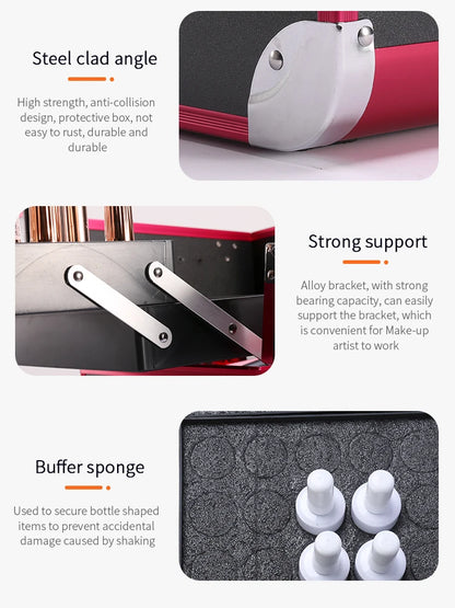 Malette de maquillage en alliage d’aluminium, idéale pour ranger les outils de pédicure. Boîte cosmétique portable avec poignée, parfaite pour organiser et transporter votre maquillage.