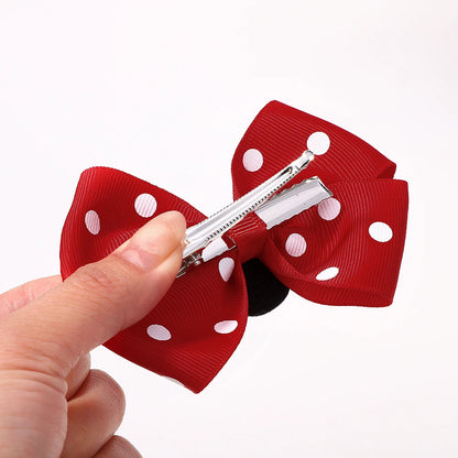 Lot de 2 pinces à cheveux nœud papillon de 10 cm pour petites filles 🎀 – Accessoire mignon à pois pour coiffure, fête ou quotidien.