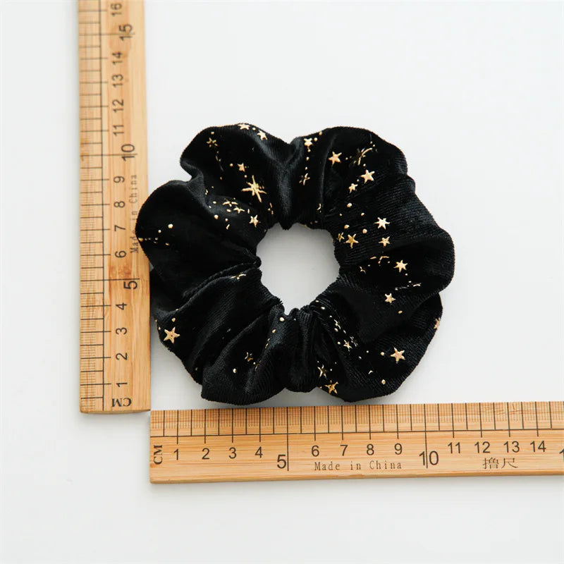 Chouchous en velours YHJ avec étoiles ✨ – Élastiques pour cheveux femme et fille, bandeaux élégants pour queue de cheval, accessoire de mode hiver.