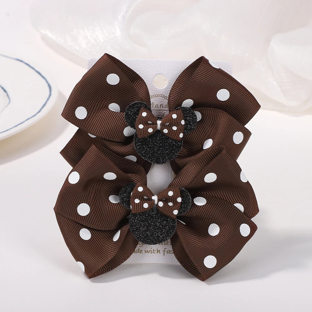 Lot de 2 pinces à cheveux nœud papillon de 10 cm pour petites filles 🎀 – Accessoire mignon à pois pour coiffure, fête ou quotidien.