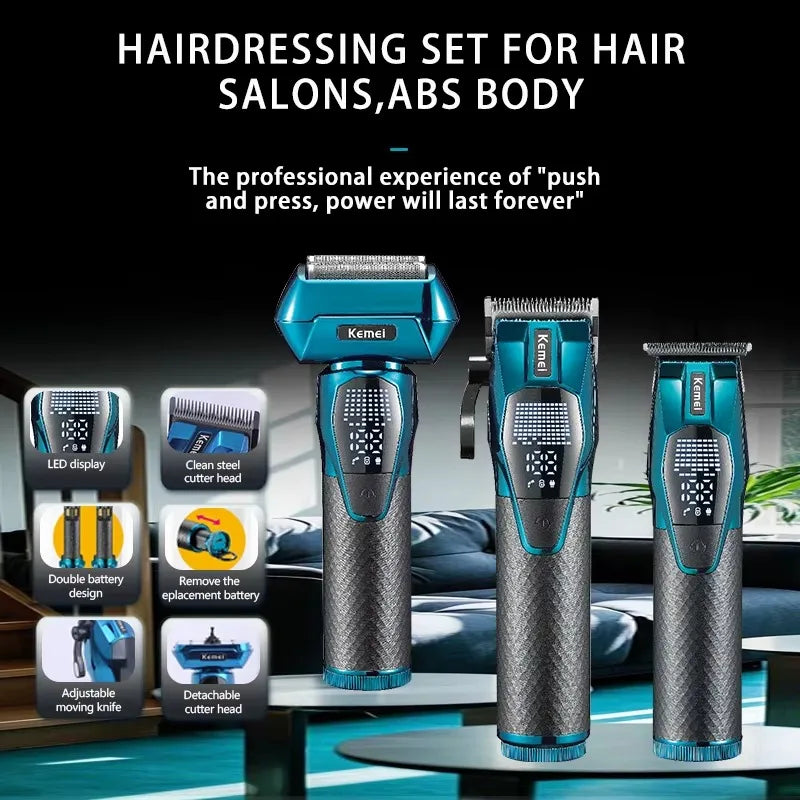 Tondeuse Kemei Professionnelle – Tondeuse rechargeable pour cheveux et barbe 0 mm, sans fil, modèle KM-8559