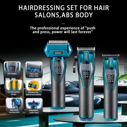 Tondeuse Kemei Professionnelle – Tondeuse rechargeable pour cheveux et barbe 0 mm, sans fil, modèle KM-8559