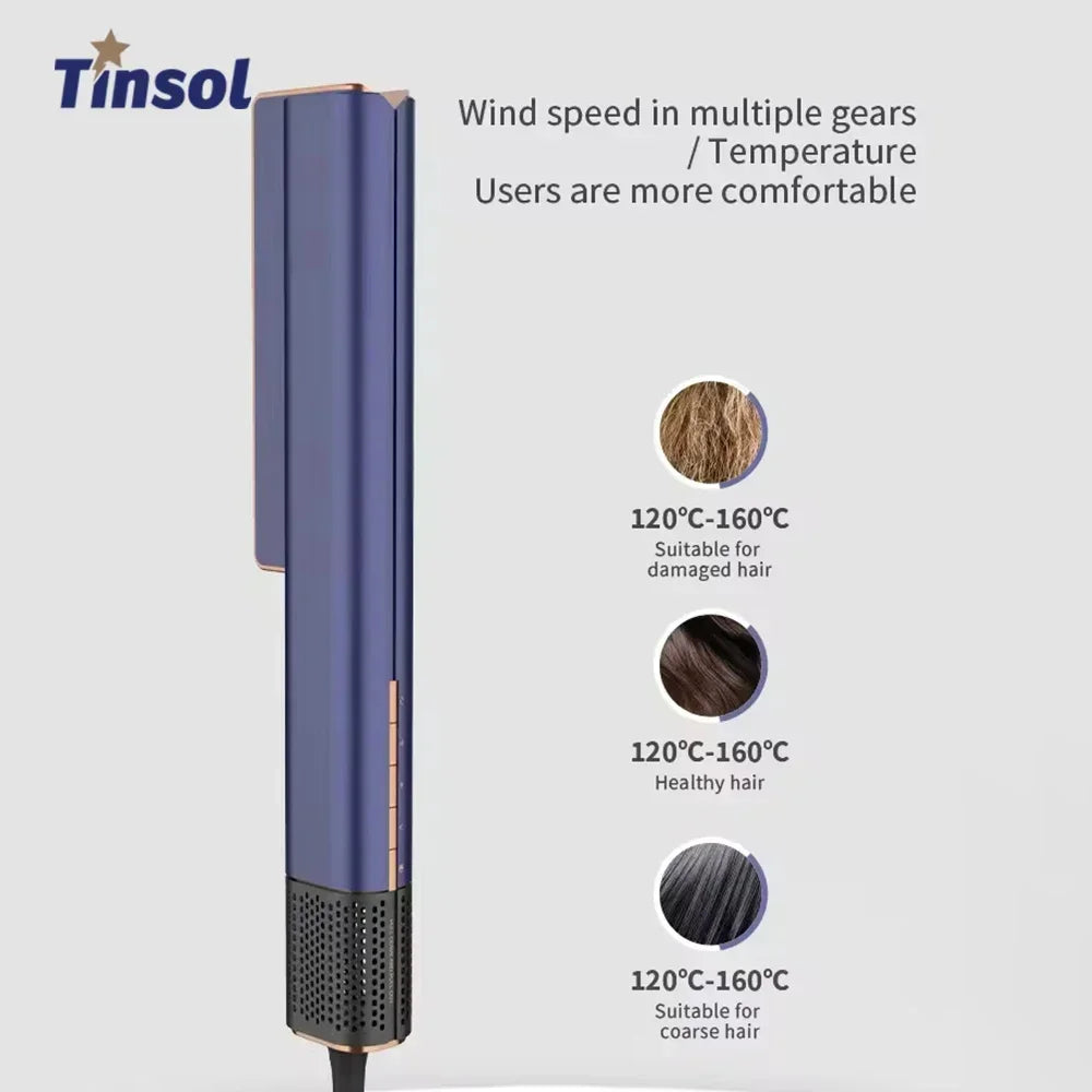 Lisseur 2 en 1 et multi styler avec sèche-cheveux 110000 rpm, brosse électrique lissante à flux d’air intuitif.