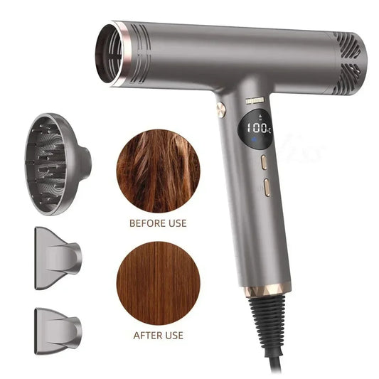 Professional Hair Dryer 10000RPM High Speed LCD Display Powerful Wind Air Temperature Control Negative Ion Styling Tools