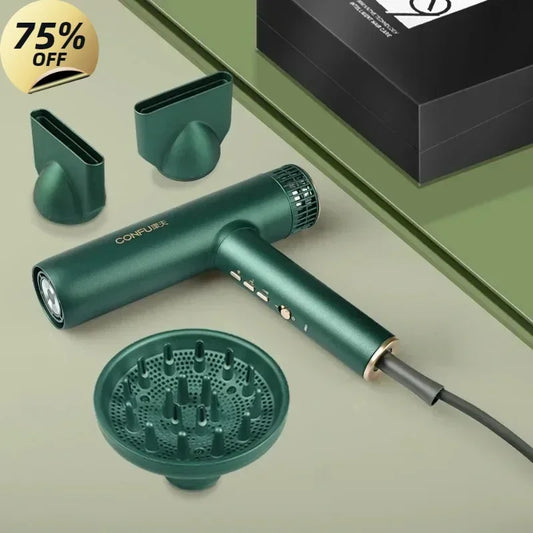 Sèche-cheveux professionnel à haute vitesse — souffle puissant, ions négatifs, séchage rapide idéal pour salons et soins capillaires.