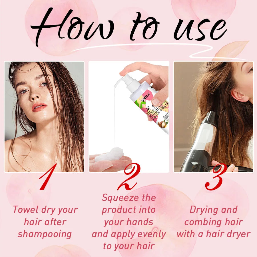 Spray Thermoprotecteur & Crème Coiffante — Protection Chaleur et UV, Soin Styling pour Cheveux Lisses et Bouclés