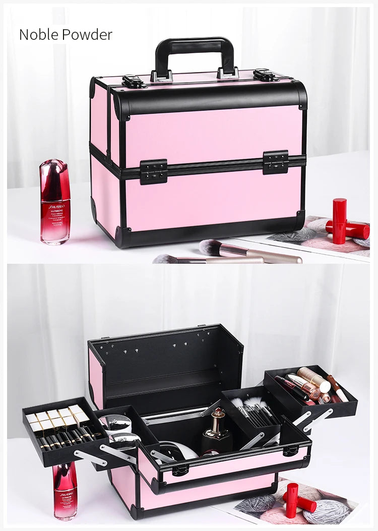 Malette de maquillage en alliage d’aluminium, idéale pour ranger les outils de pédicure. Boîte cosmétique portable avec poignée, parfaite pour organiser et transporter votre maquillage.