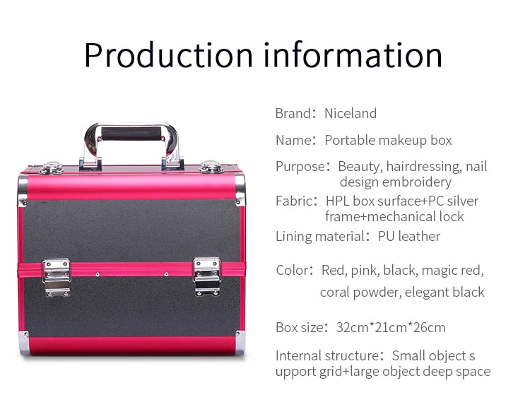 Malette de maquillage en alliage d’aluminium, idéale pour ranger les outils de pédicure. Boîte cosmétique portable avec poignée, parfaite pour organiser et transporter votre maquillage.