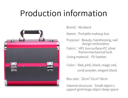 Malette de maquillage en alliage d’aluminium, idéale pour ranger les outils de pédicure. Boîte cosmétique portable avec poignée, parfaite pour organiser et transporter votre maquillage.