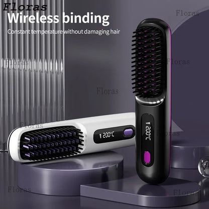 👉 brosse lissant électrique LCD USB, chauffant en céramique, sans fil et portable 💇‍♀️✨. Équipé d’ions négatifs, il offre un coiffage doux et brillant. Rechargeable, il se transforme en brosse lissante pratique et efficace où que vous soyez 🔋🌟.
