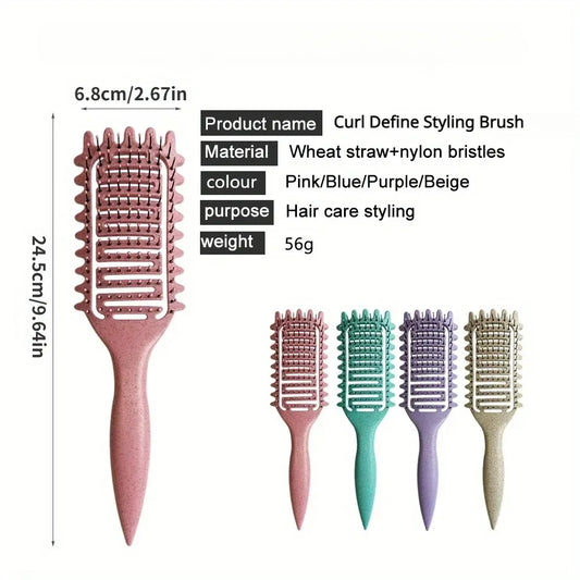 Brosse coiffante spéciale boucles – Brosse creuse à poils de sanglier pour démêler, définir et structurer les boucles. Peigne idéal pour cheveux emmêlés et outils de mise en forme des boucles.