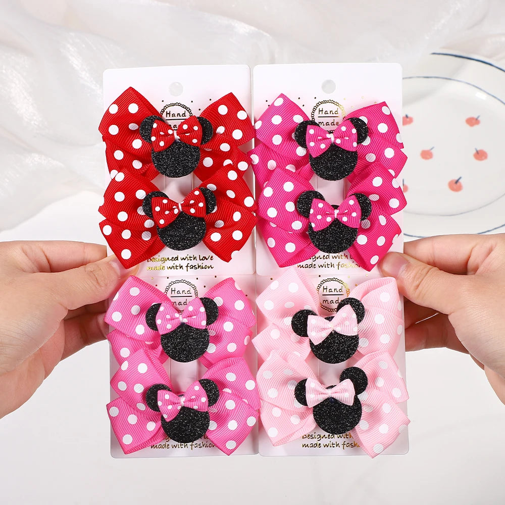 Lot de 2 pinces à cheveux nœud papillon de 10 cm pour petites filles 🎀 – Accessoire mignon à pois pour coiffure, fête ou quotidien.