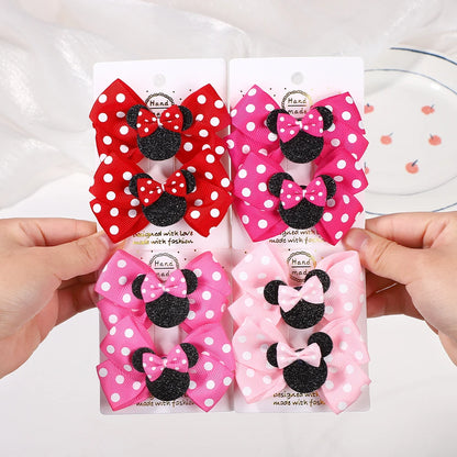 Lot de 2 pinces à cheveux nœud papillon de 10 cm pour petites filles 🎀 – Accessoire mignon à pois pour coiffure, fête ou quotidien.