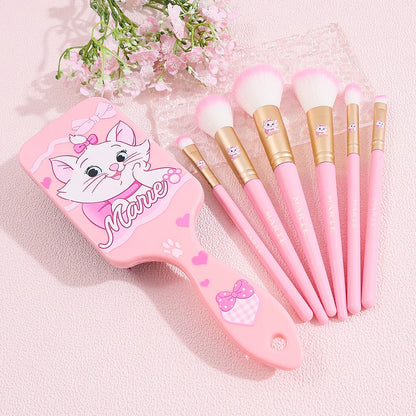 Coffret de pinceaux maquillage Mary Cat en style cartoon, adorables accessoires de maquillage créatifs pour le visage, idéal comme cadeau d’anniversaire ou de fête pour les petites filles.
