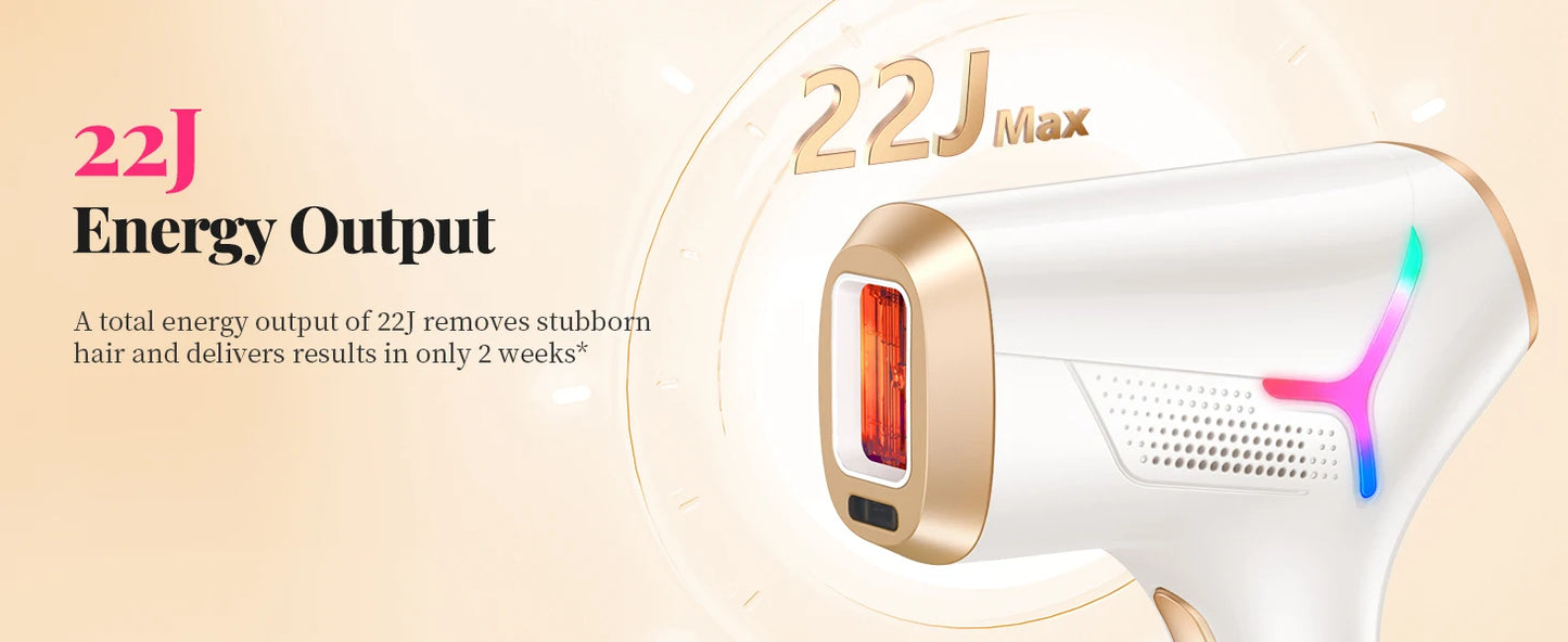 Épilateur IPL 990 000 flashs pour femmes  – épilation durable et indolore pour le corps, le bikini et le visage.