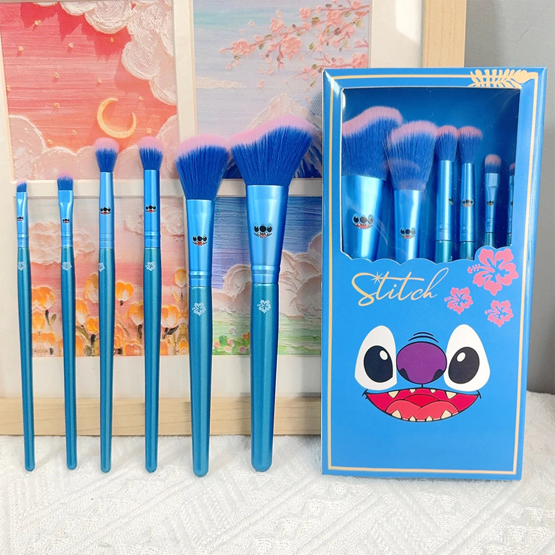 🌈✨ Set de pinceaux maquillage Stitch cartoon, outils de beauté créatifs parfaits pour les filles 🎀 — idéal pour anniversaires 🎉 et cadeaux de fêtes 🎁