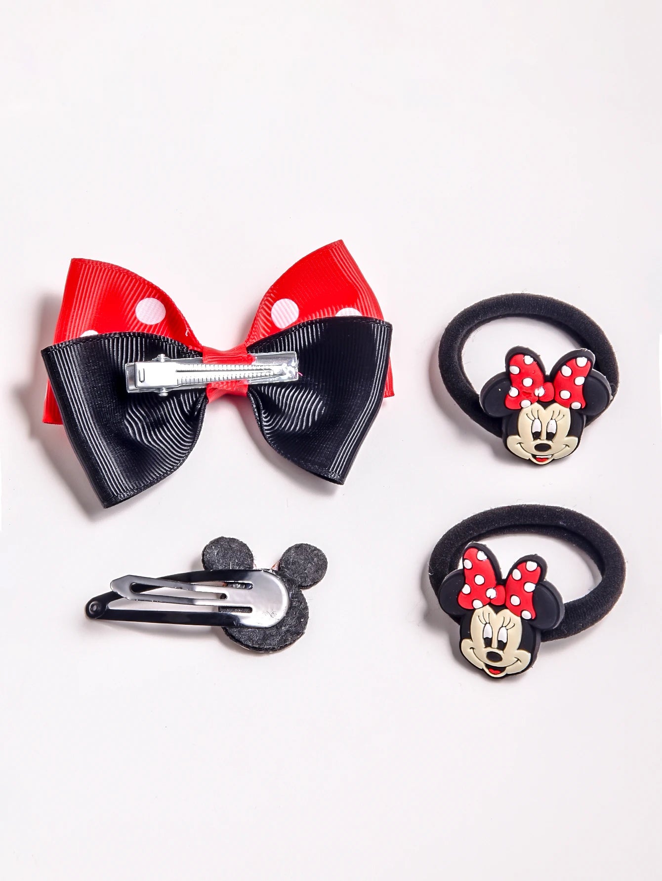 Set de 4 accessoires cheveux colorés style cartoon – Tendances mode, idéal pour la rentrée et les fêtes.