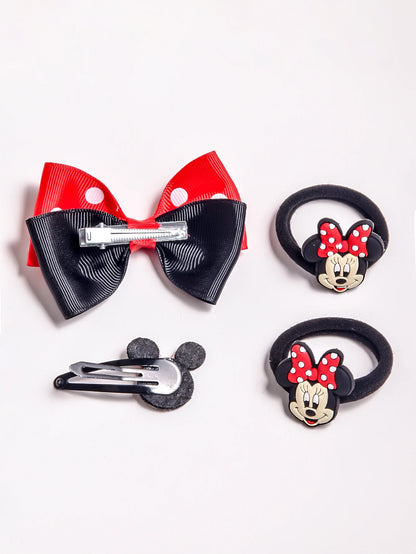 Set de 4 accessoires cheveux colorés style cartoon – Tendances mode, idéal pour la rentrée et les fêtes.