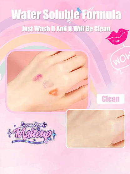Kit de maquillage pour enfants – Petite trousse beauté avec accessoires lavables, jeu d’imitation non toxique et sûr, idéal comme cadeau d’anniversaire pour petite fille.
