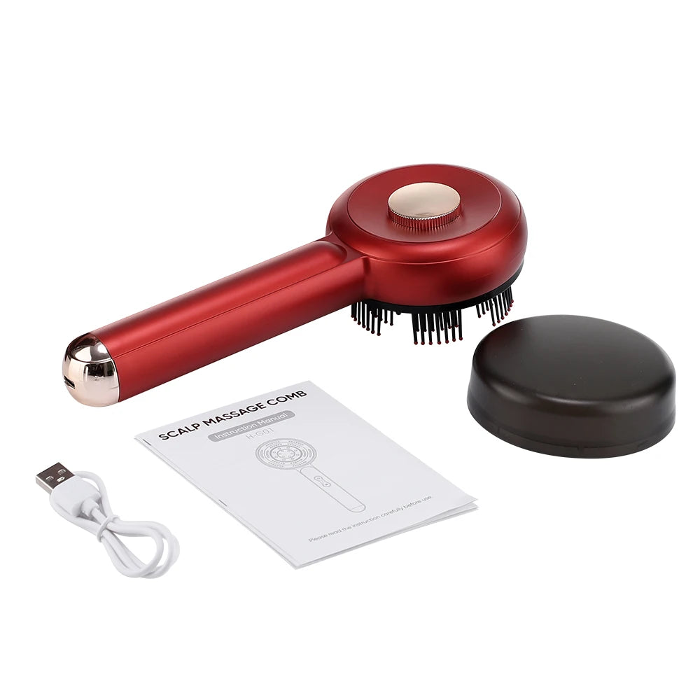 Brosse Électrique de Repousse Capillaire avec Lumière Infrarouge – Appareil de Massage du Cuir Chevelu par Acupression, Anti-Chute de Cheveux et Peigne Massant Stimulateur
