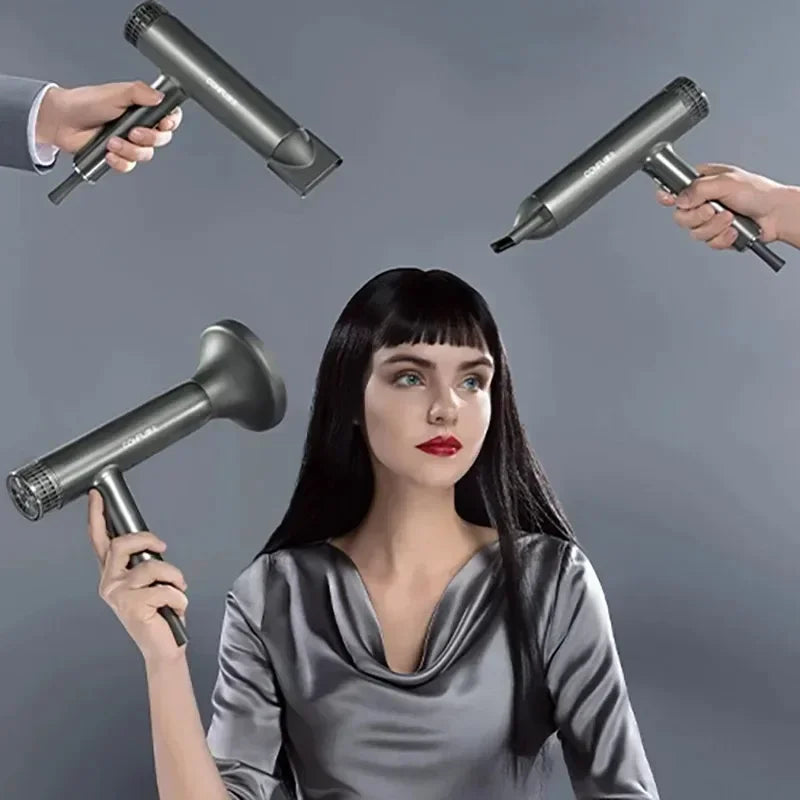 Sèche-cheveux professionnel à haute vitesse — souffle puissant, ions négatifs, séchage rapide idéal pour salons et soins capillaires.