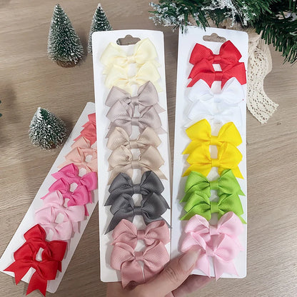 Lot de 10 pinces à cheveux nœuds unis pour filles – pinces faites à la main en ruban, accessoires de coiffure parfaits pour bébé et fêtes de Nouvel An.